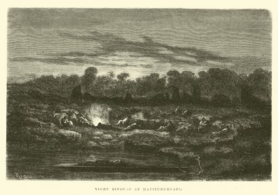 Natbivuak ved Mapitunuhuari af Edouard Riou